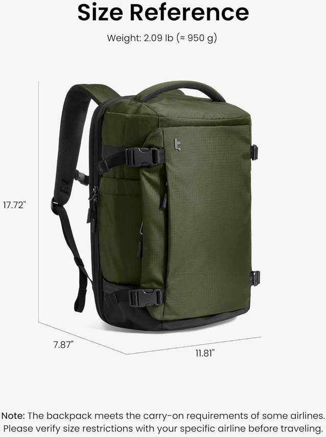 TOMTOC Navigator-T66 Liteway kelioninė kuprinė 15.6"/28L (žalias)