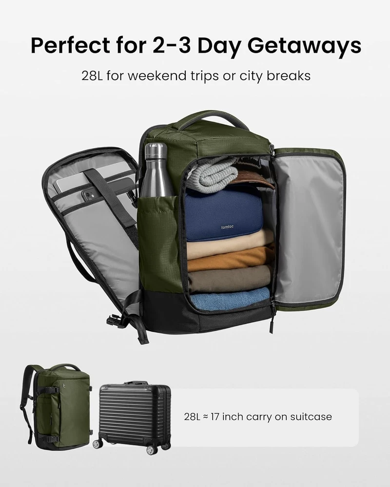 TOMTOC Navigator-T66 Liteway kelioninė kuprinė 15.6"/28L (žalias)