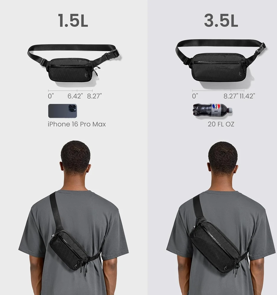 tomtoc krūtinės krepšys 3,5 l su RFID apsauga, atsparus vandeniui T35M1D1
