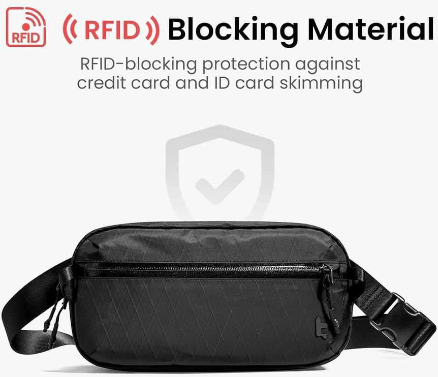 tomtoc krūtinės krepšys 3,5 l su RFID apsauga, atsparus vandeniui T35M1D1