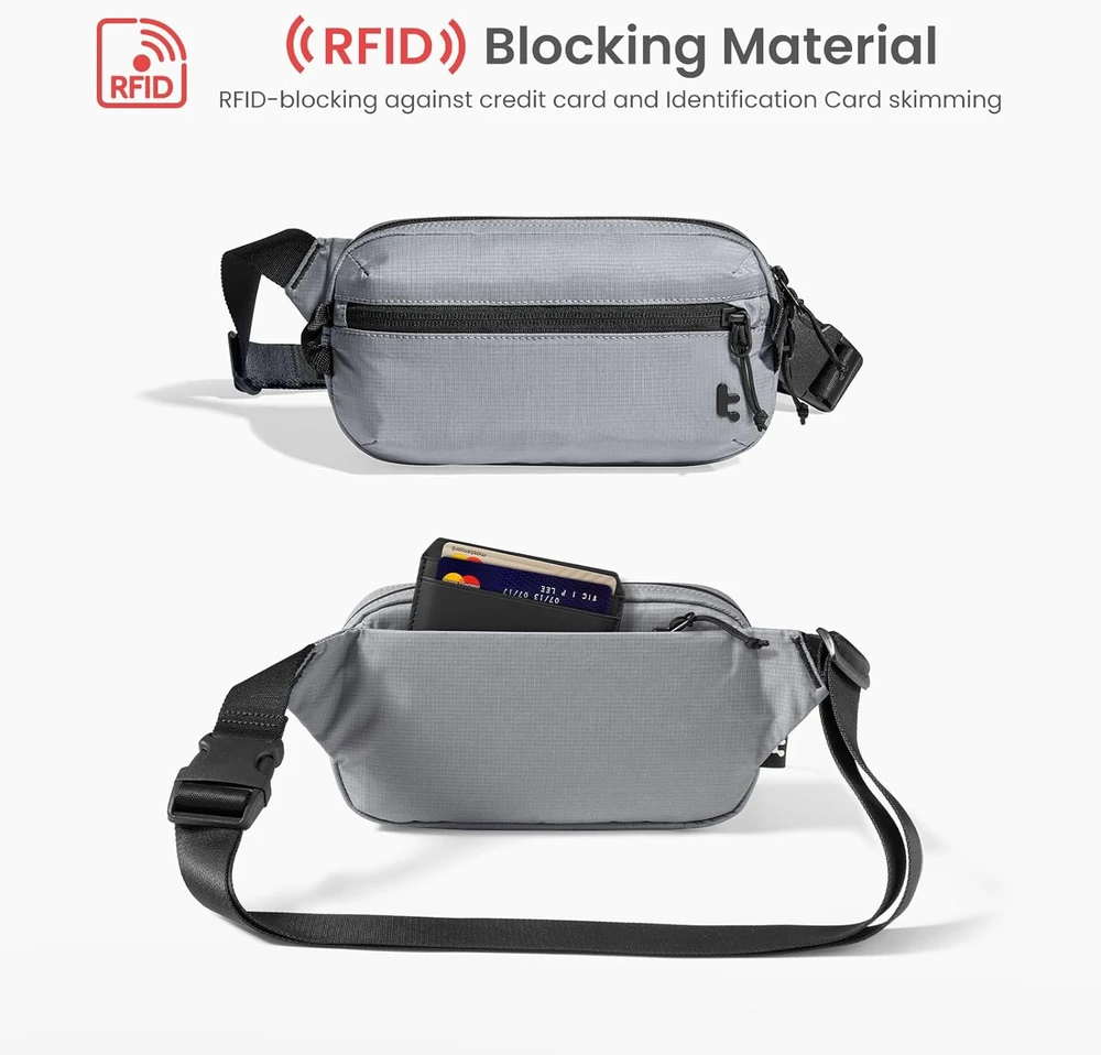 tomtoc krūtinės krepšys 3,5 l su RFID apsauga, atsparus vandeniui, T33M1G1