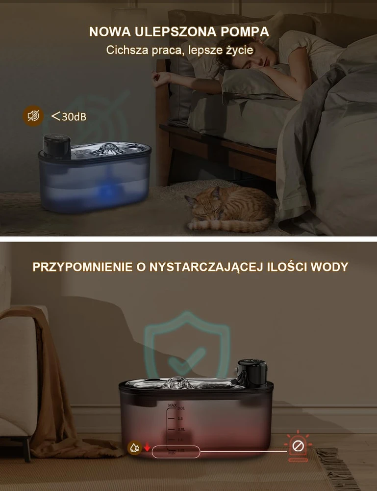 tomxcute belaidis kačių vandens fontanas 3 l su 5000 mAh akumuliatoriumi P9