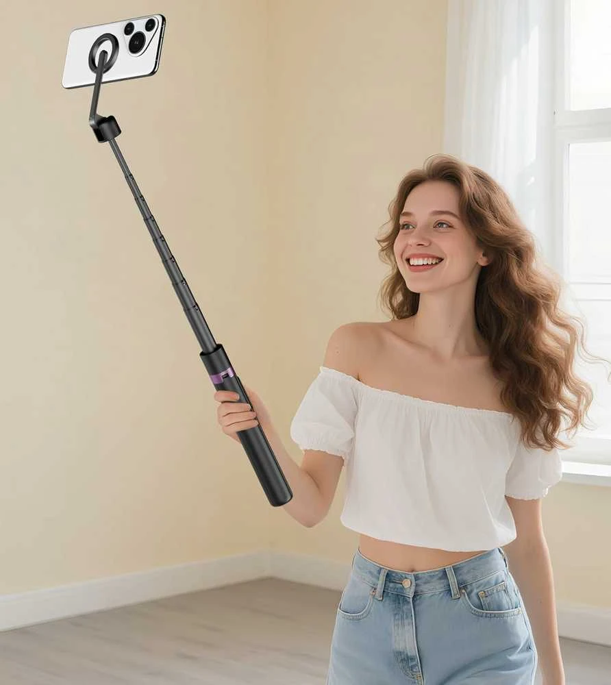 TONEOF magnetinis 173 cm aliuminio telefono trikojis su Bluetooth pulteliu, juodas
