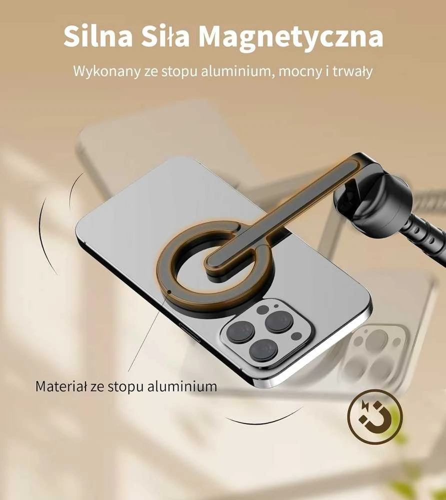 TONEOF magnetinis 173 cm aliuminio telefono trikojis su Bluetooth pulteliu, juodas