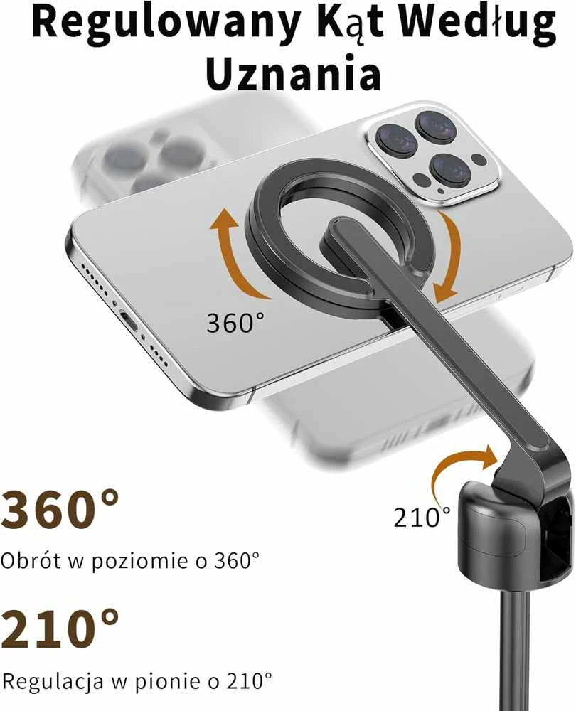 TONEOF magnetinis 173 cm aliuminio telefono trikojis su Bluetooth pulteliu, juodas