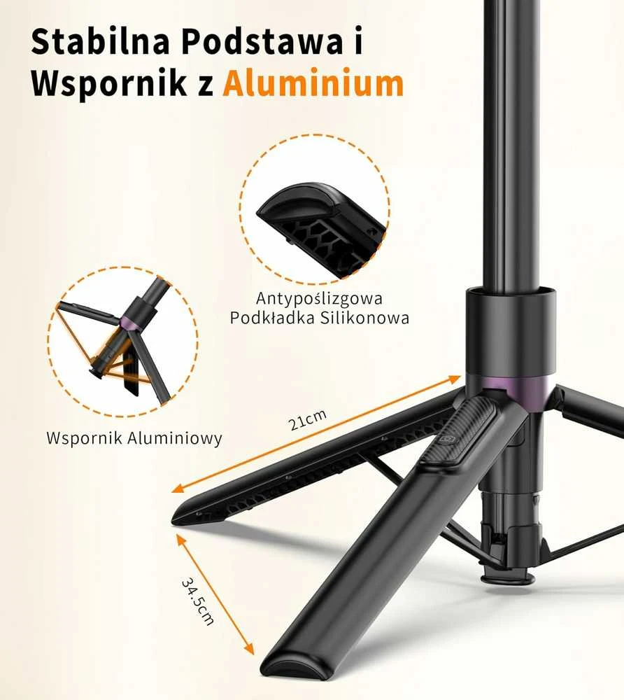 TONEOF magnetinis 173 cm aliuminio telefono trikojis su Bluetooth pulteliu, juodas