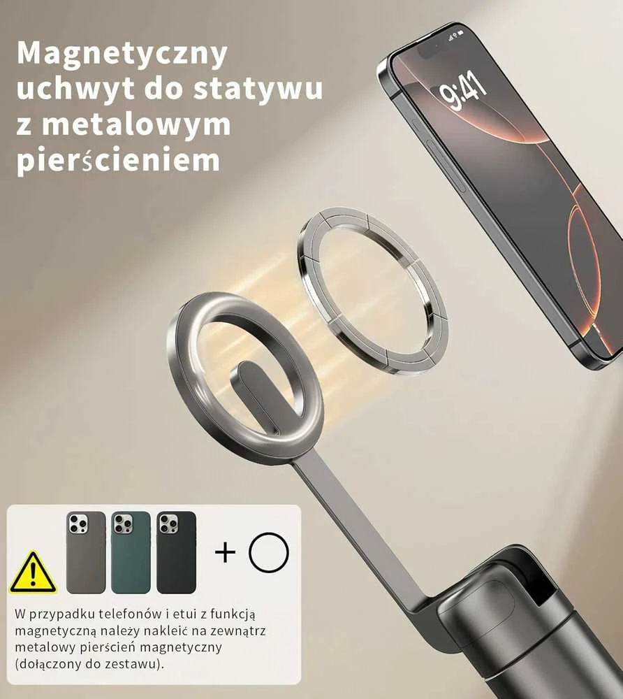 TONEOF magnetinis 173 cm aliuminio telefono trikojis su Bluetooth pulteliu, juodas
