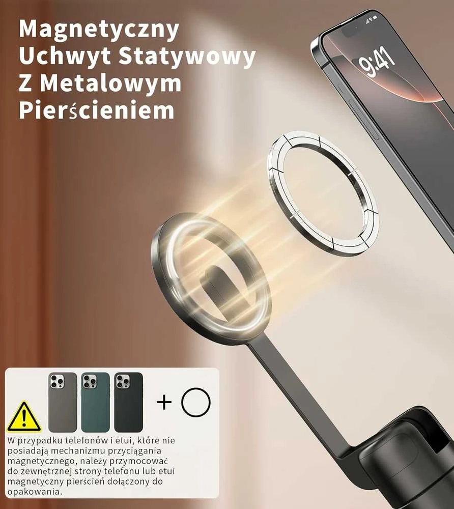 TONEOF magnetinis 173 cm aliuminio telefono trikojis su asmenukių lazda ir pulteliu, juodas–violetinis