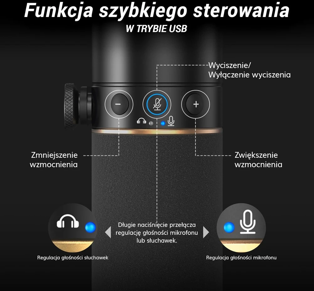 TONOR dinaminis USB ir XLR mikrofonas su kardioidine kryptimi, 50Hz–14kHz, TD510