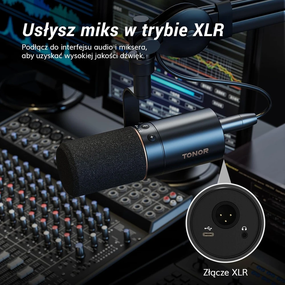 TONOR dinaminis USB ir XLR mikrofonas su kardioidine kryptimi, 50Hz–14kHz, TD510