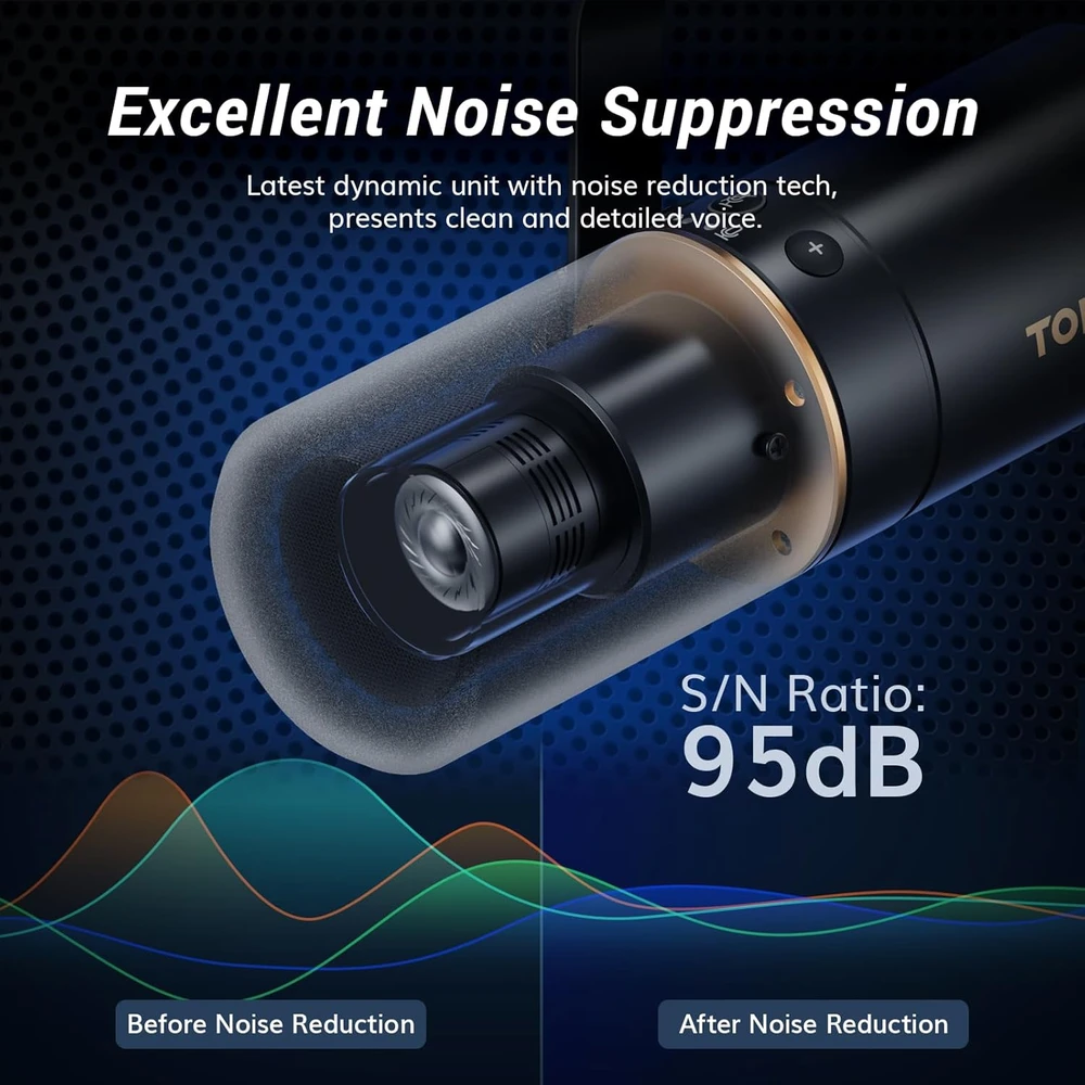 TONOR dinaminis USB/XLR mikrofonas su kardioidine kryptimi, studijinis, ausinių išvestimi, TD510+