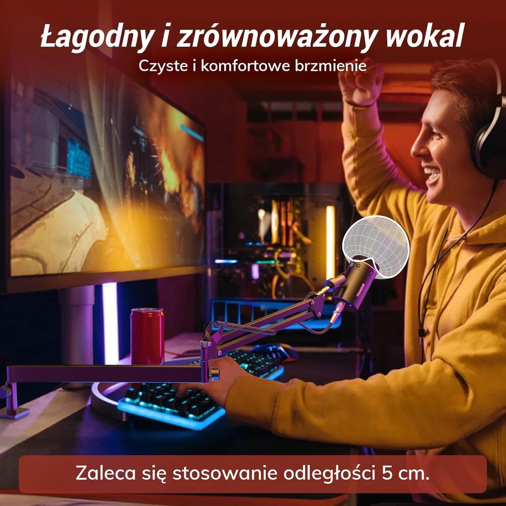 TONOR dinaminis XLR ir USB mikrofonas su stovu, kardioidinės krypties, TD510
