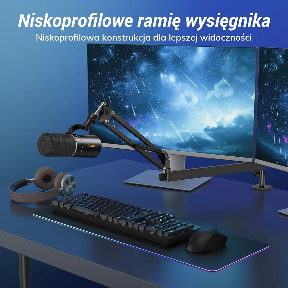 TONOR dinaminis XLR ir USB mikrofonas su stovu, kardioidinės krypties, TD510