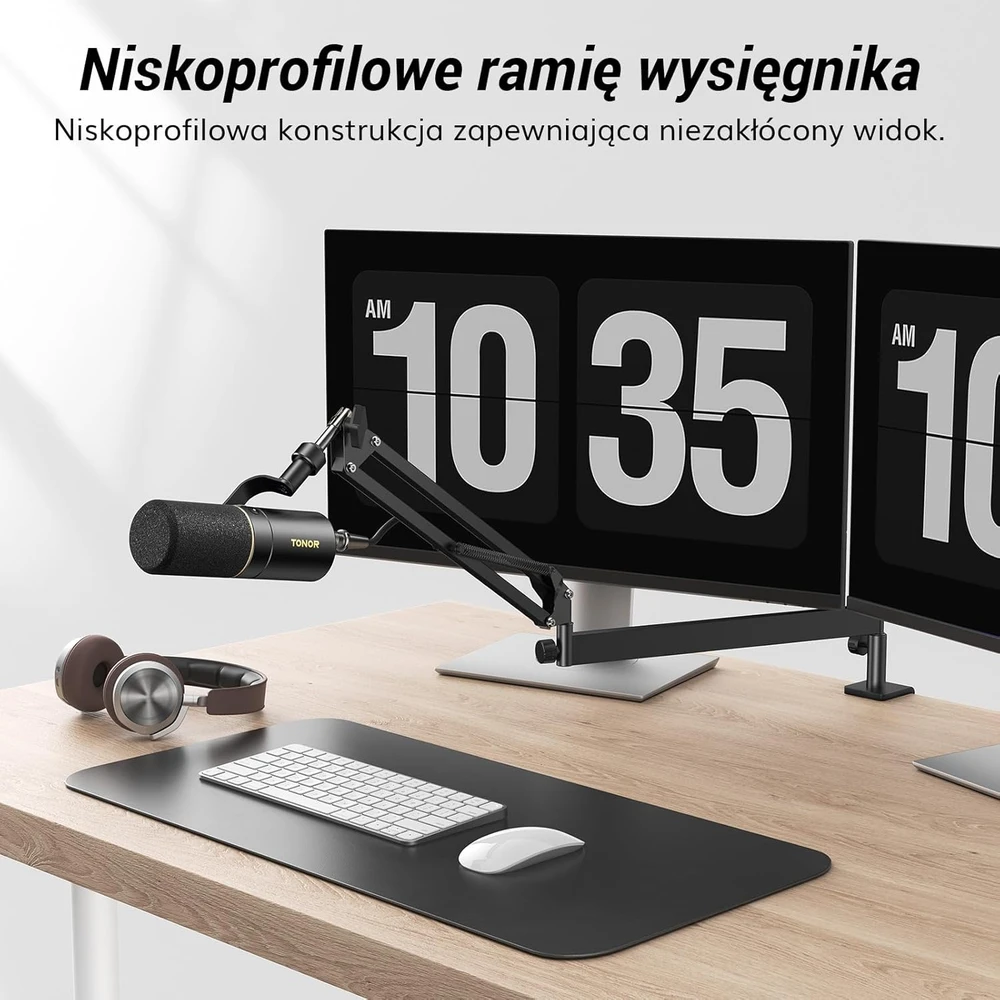 TONOR mikrofono stovas su žemu profiliu, pilnai reguliuojamas, metalinis, T20LP