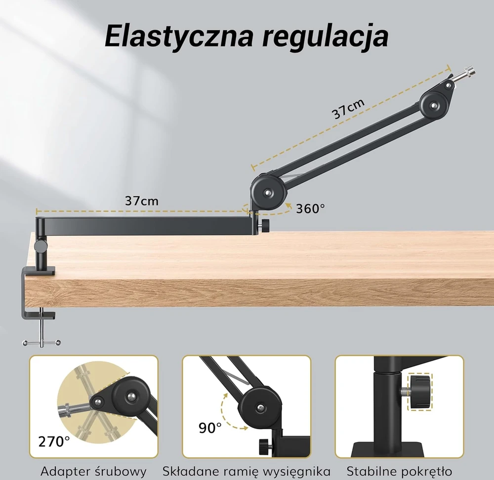 TONOR mikrofono žirklinis stovas, žemas profilis, reguliuojamas, metalinis, T40LP