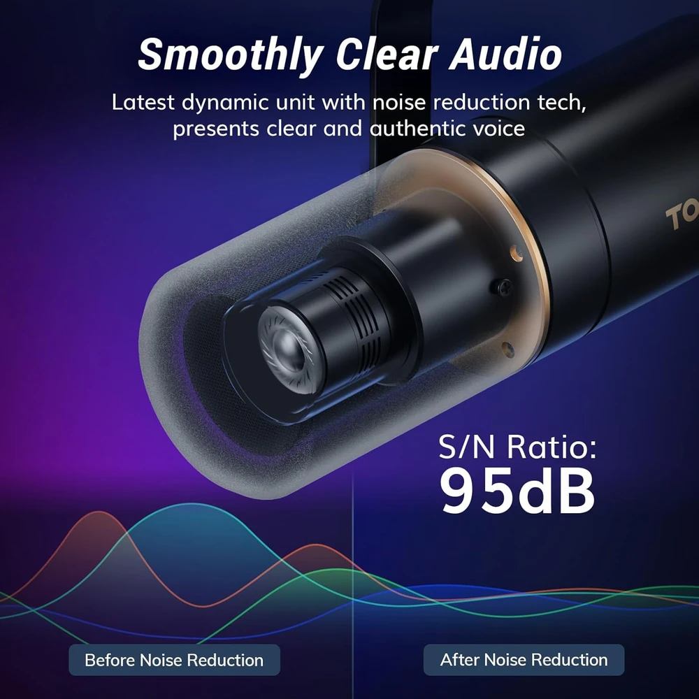 TONOR podcastų įrašų rinkinys su XLR mikrofonu, audio sąsaja ir RGB efektų mikseriu E7