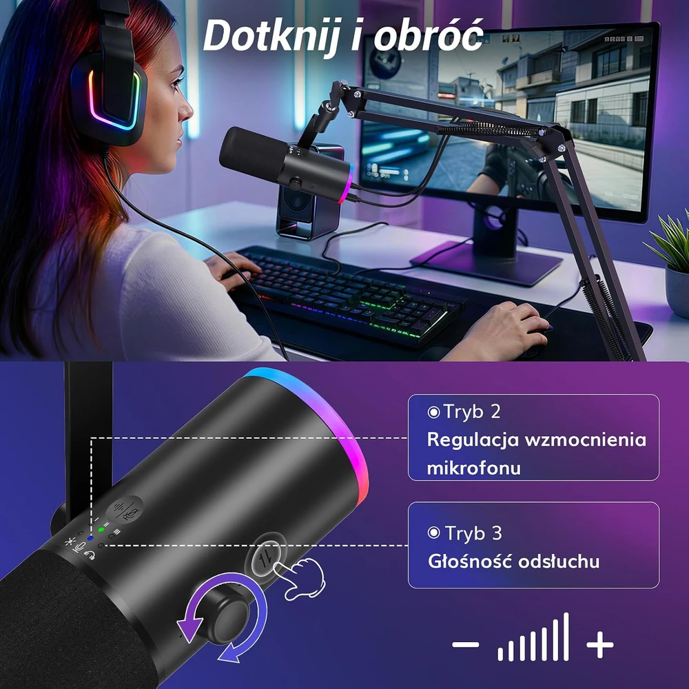 TONOR TD510 Air S H+ dinaminis žaidimų mikrofonas su USB/XLR ir AI triukšmo slopinimu