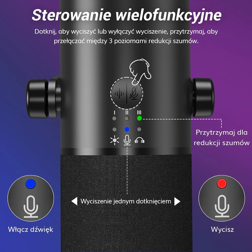 TONOR TD510 Air S H+ dinaminis žaidimų mikrofonas su USB/XLR ir AI triukšmo slopinimu