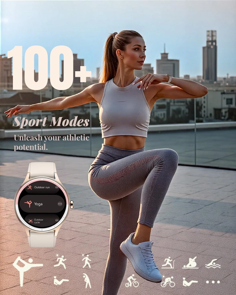 TOOBUR išmanusis laikrodis moterims 40 mm su Bluetooth skambučiais, IP68, DR06