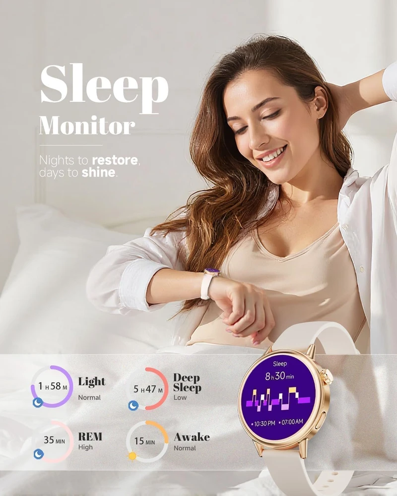 TOOBUR išmanusis laikrodis moterims su 1,1 col. AMOLED ekranu ir Bluetooth DR07