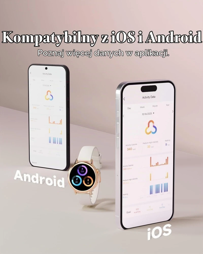 TOOBUR išmanusis laikrodis moterims su 1,1 col. AMOLED ekranu ir Bluetooth DR07