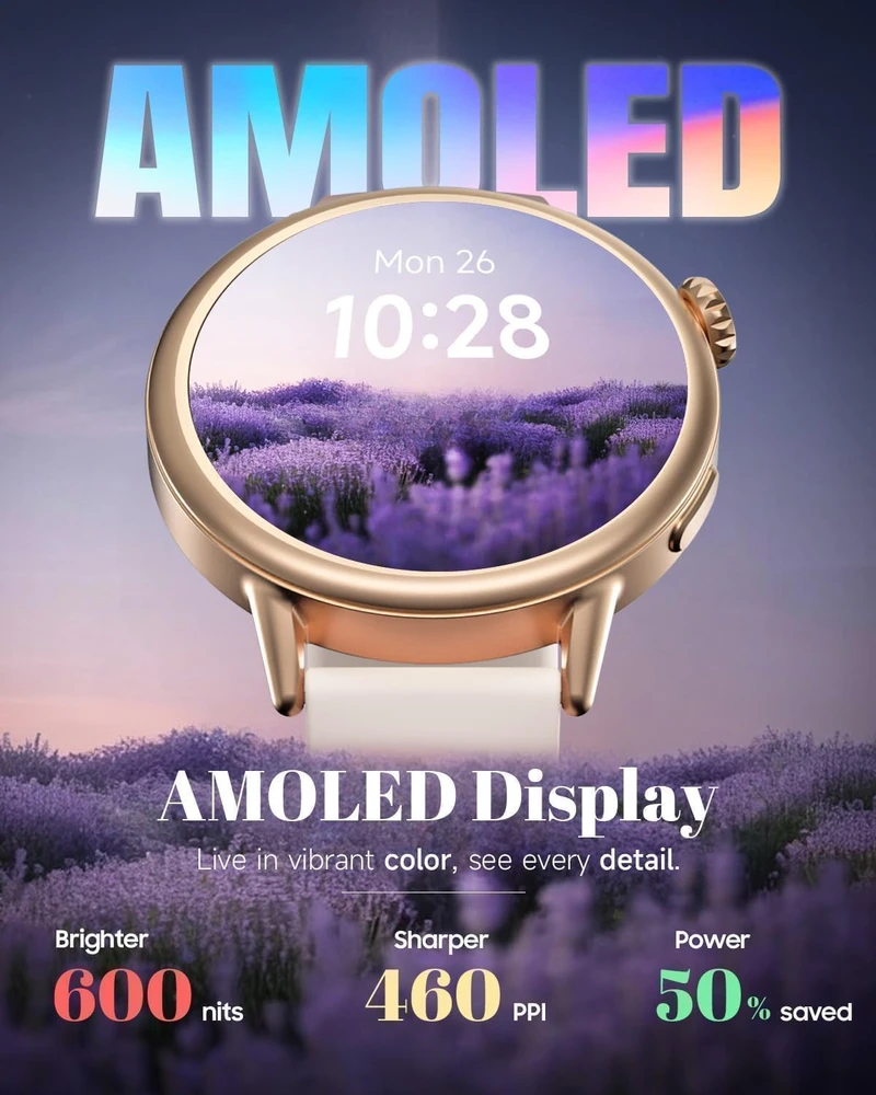TOOBUR išmanusis laikrodis moterims su 1,1 col. AMOLED ekranu ir Bluetooth DR07