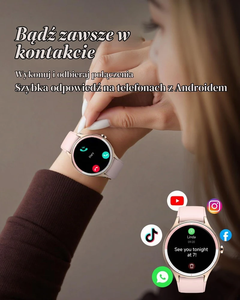 TOOBUR išmanusis laikrodis moterims su Bluetooth skambučiais ir 100 sporto režimų, DR06