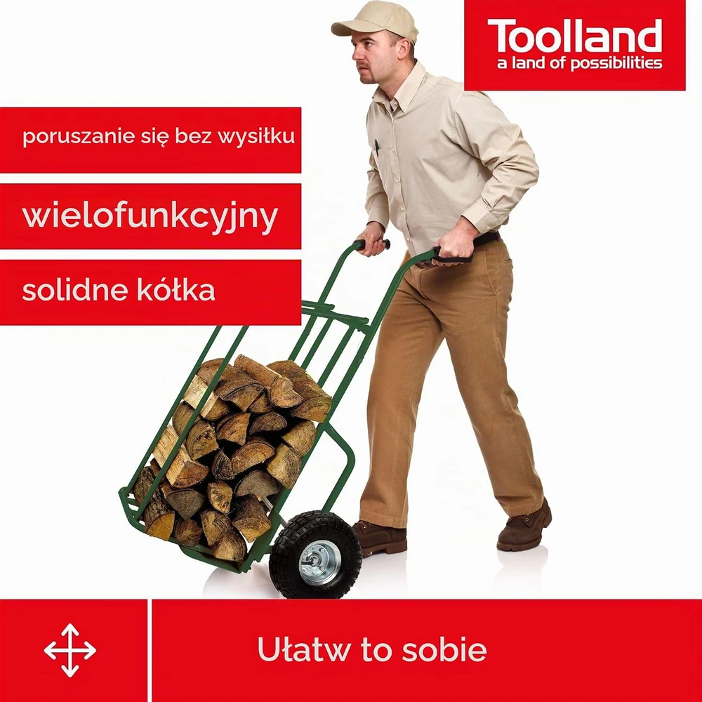 Toolland malkų transportavimo vežimėlis su pneumatiniais ratais, 250 kg, 07511