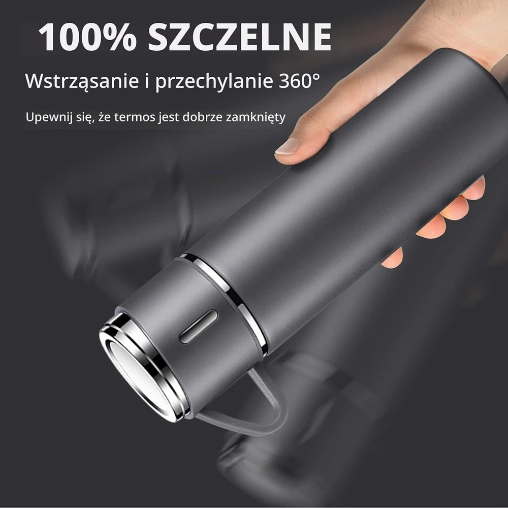 TOPAHGOD nerūdijančiojo plieno vakuuminis termosas 500 ml su puodeliu ir rankena