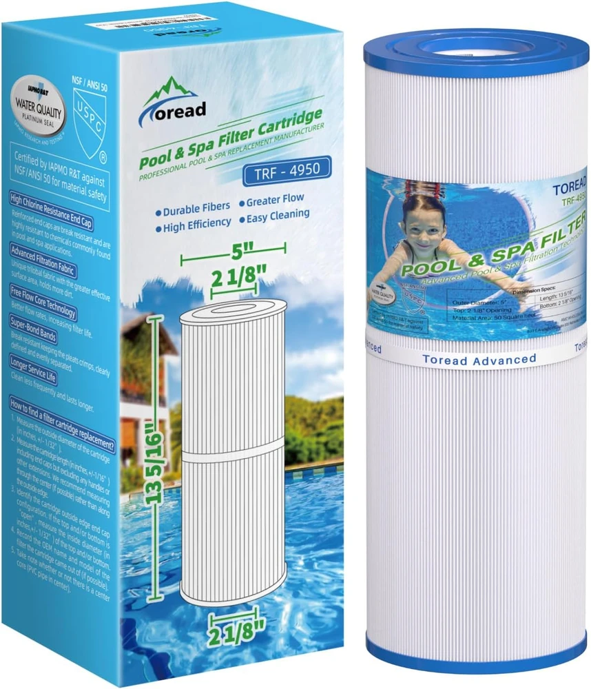 TOREAD baseino ir SPA filtras TRF-4950, 50 kv. pėdų, 40,6 cm ilgio, 12,7 cm skersmens