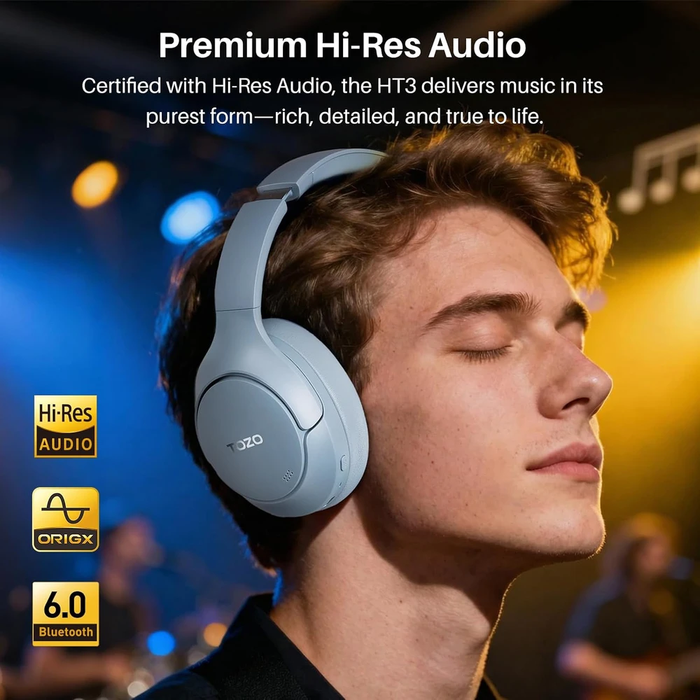 TOZO ant ausų dedamos Bluetooth ausinės su ANC, 90 val. baterija, HT3