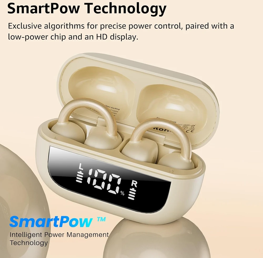 TOZO atvirų ausų belaidės Bluetooth 5.4 ausinės su adaptyviu triukšmo slopinimu T13064