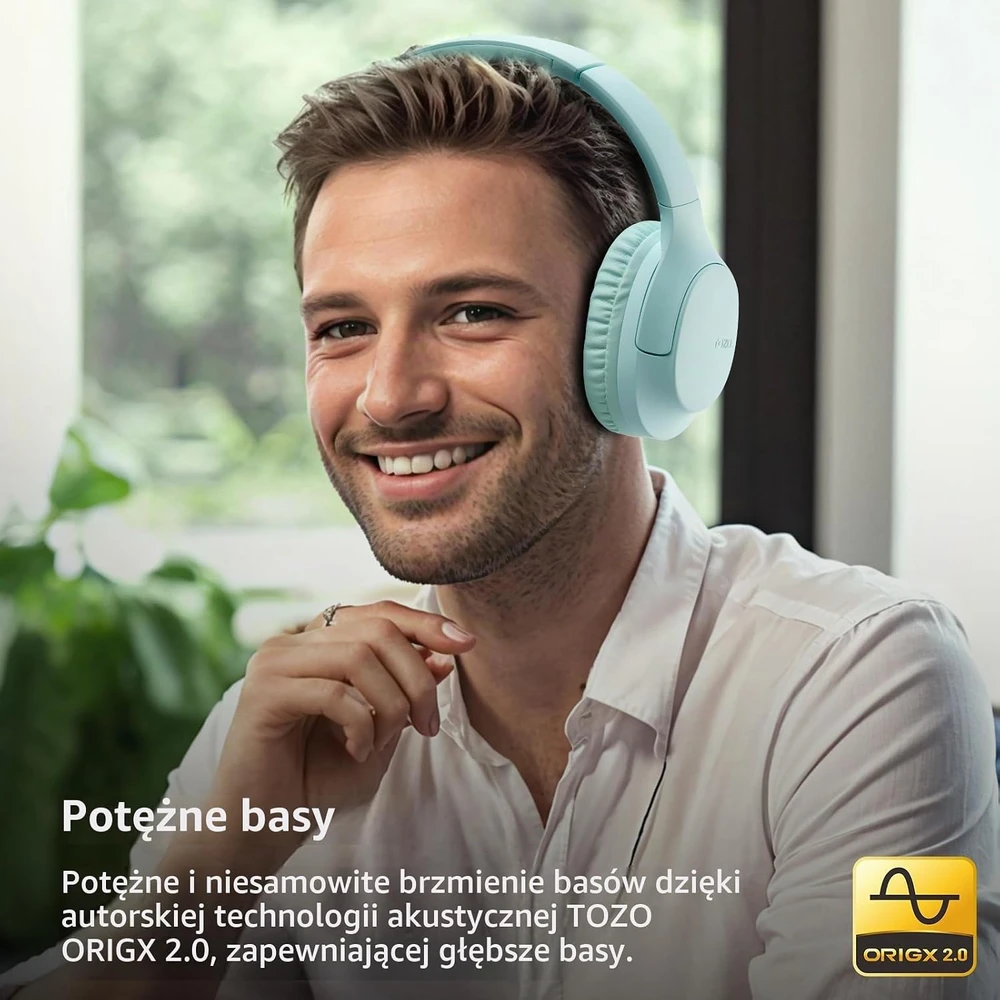 TOZO belaidės ant ausų ausinės Bluetooth 5.4, 70 h, ENC, 3.5 mm, HA1