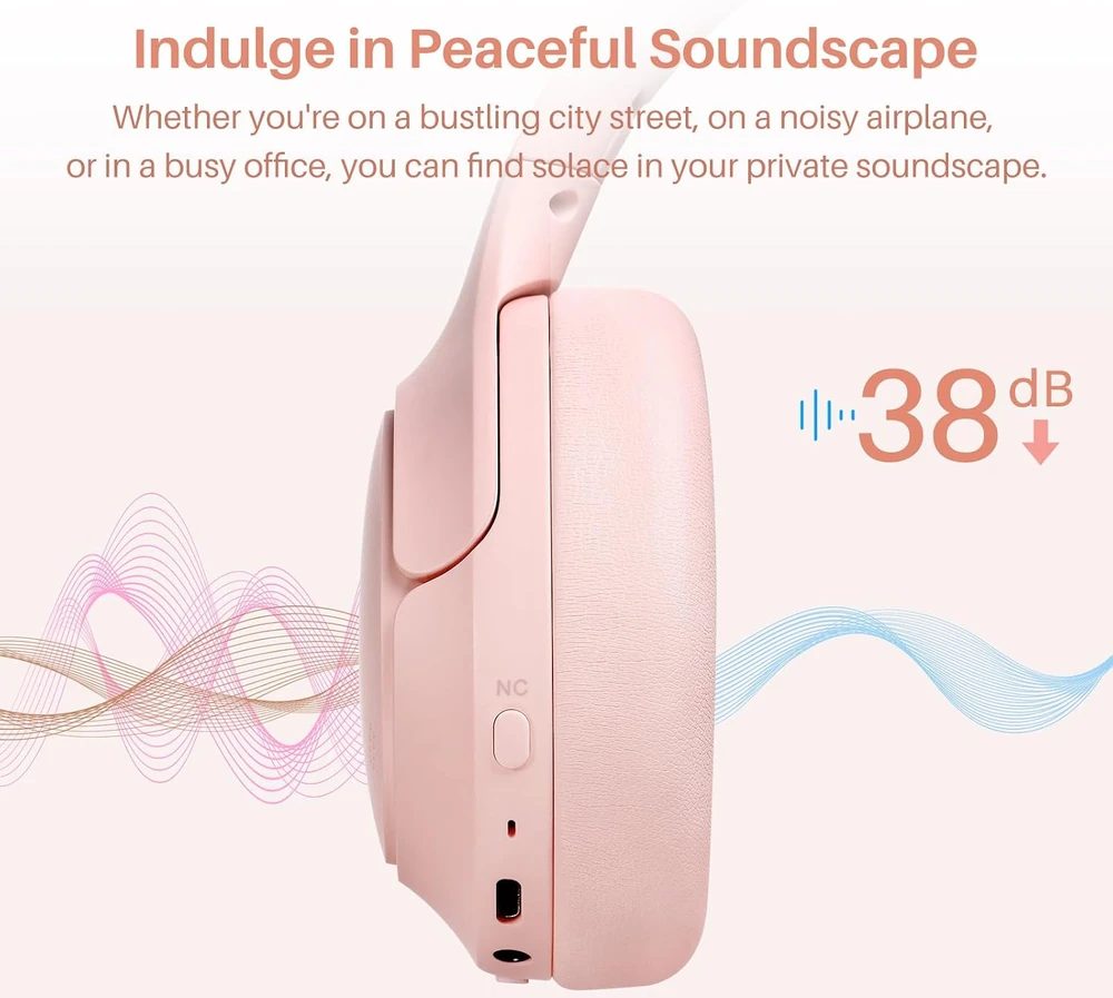 TOZO belaidės ant ausų ausinės su ANC, Bluetooth 5.0, 60 val. veikimu ir Hi-Res HT2