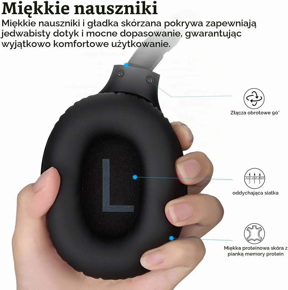 TOZO belaidės ant ausų dedamos Bluetooth 5.4 ausinės su mikrofonu, 70 val., T12040