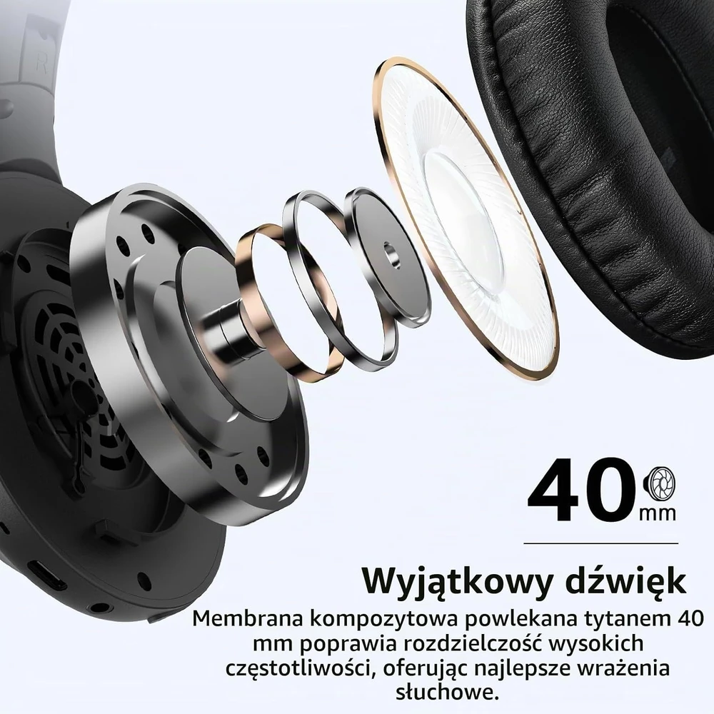 TOZO belaidės ant ausų dedamos Bluetooth 5.4 ausinės su mikrofonu, 70 val., T12040