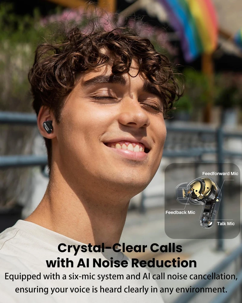 TOZO belaidės ausinės su Bluetooth 5.4, ANC, LDAC, 80h grojimu, NC20 Pro