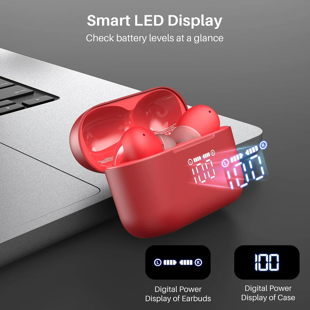 TOZO belaidės į ausis įdedamos ausinės Bluetooth 5.3 su ENC ir IPX8 T20