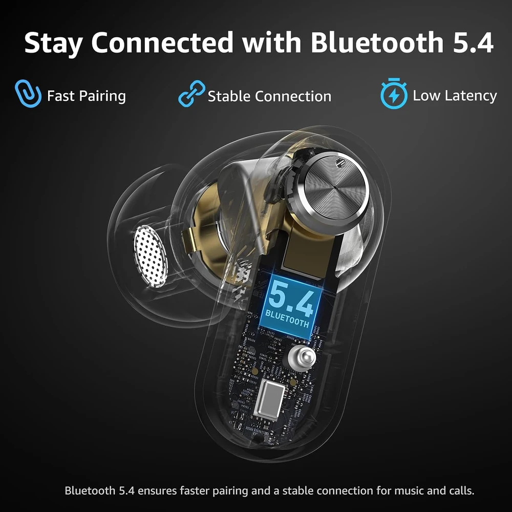 TOZO belaidės į ausis įstatomos Bluetooth 5.4 ausinės su hibridiniu ANC, T11147