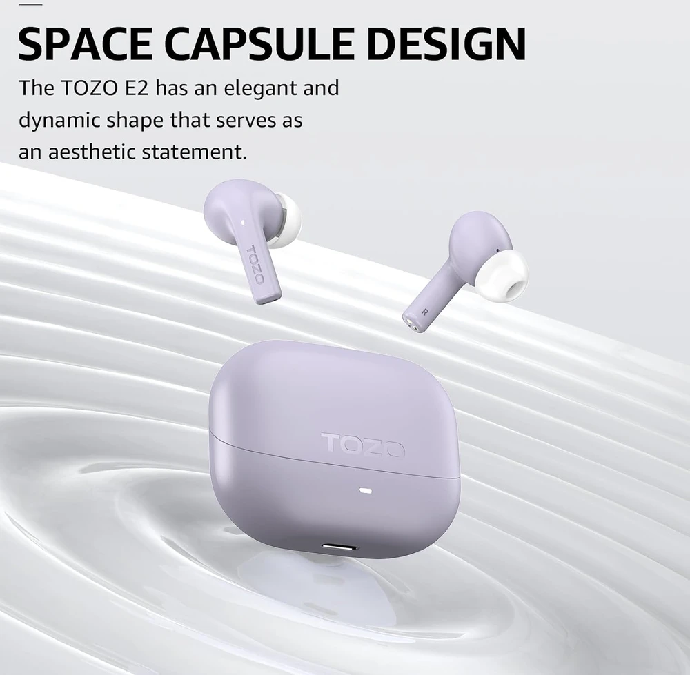 TOZO belaidės į ausis įstatomos Bluetooth 5.3 ausinės su ANC, 10 mm, 30 h, E2
