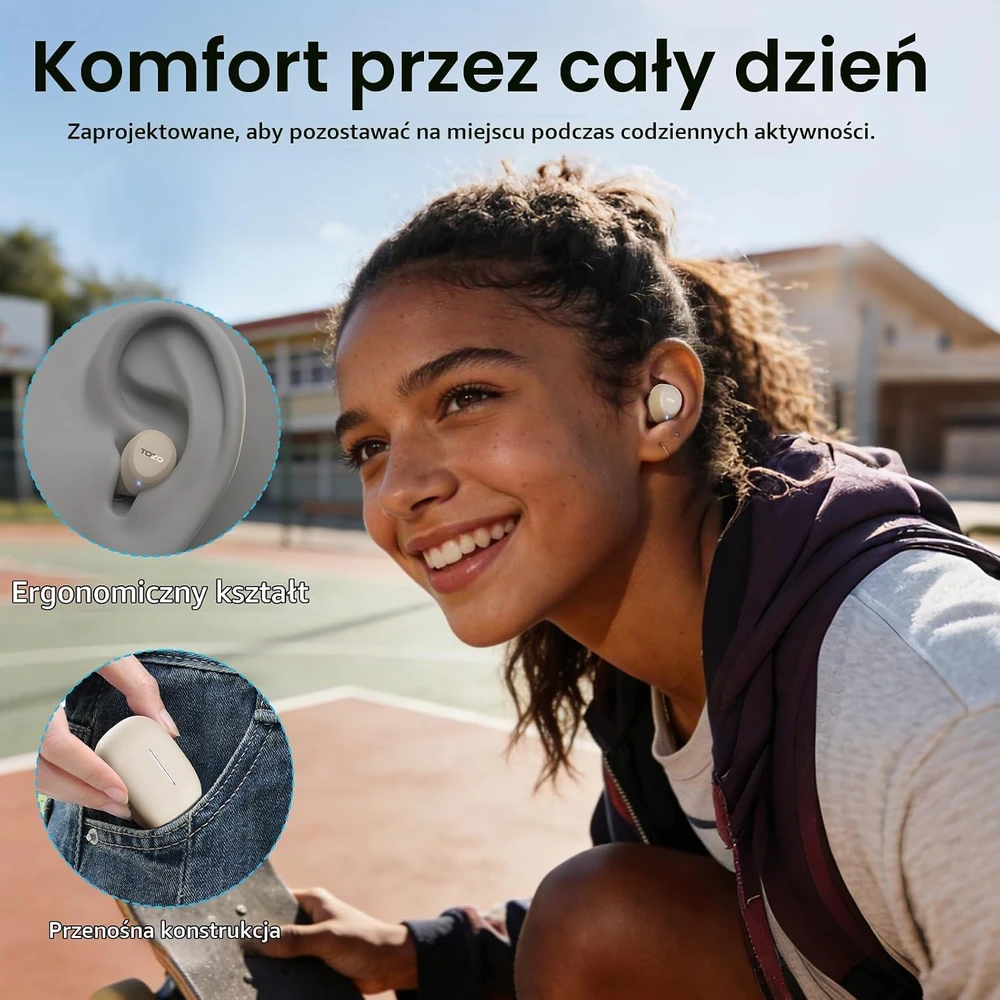 TOZO belaidės į ausis įstatomos Bluetooth 5.3 IPX5 ausinės A1, žalios