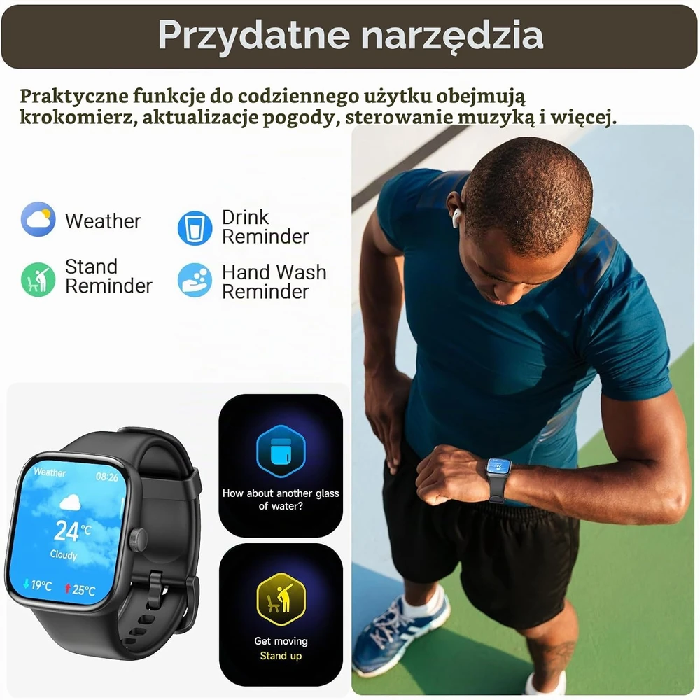 TOZO išmanusis laikrodis S7 su 1,85 col. AMOLED ekranu, Bluetooth skambučiais ir IP68