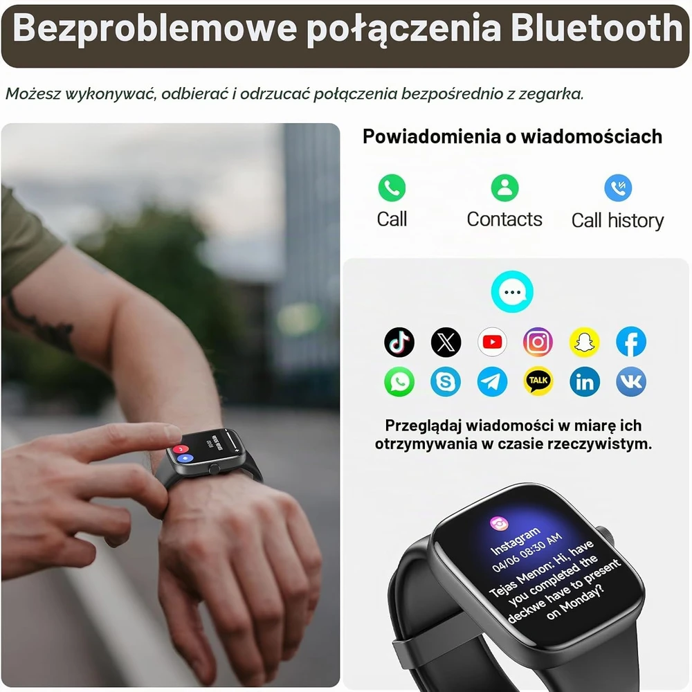TOZO išmanusis laikrodis S7 su 1,85 col. AMOLED ekranu, Bluetooth skambučiais ir IP68