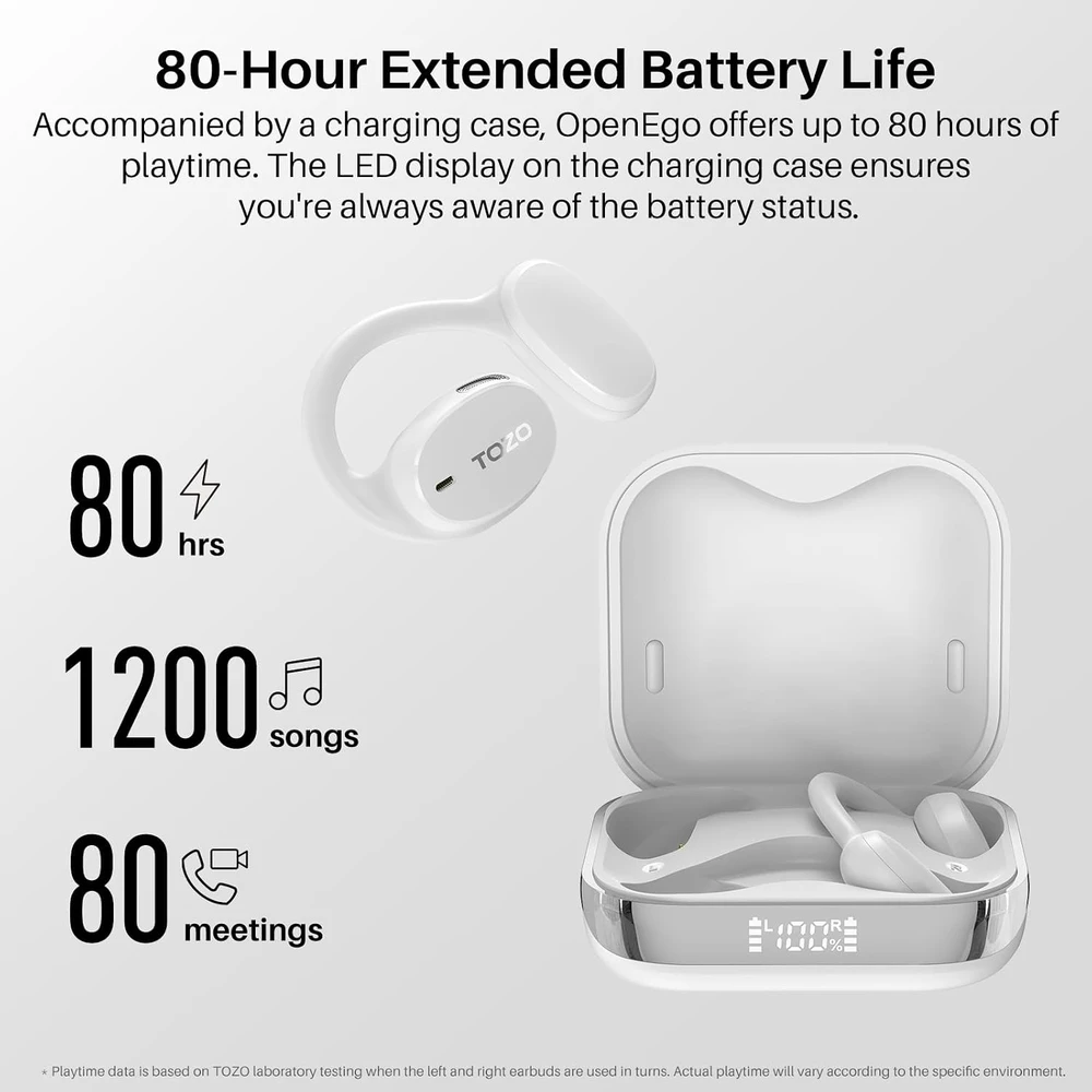 TOZO OpenEgo atviro tipo belaidės Bluetooth 5.3 sportinės ausinės su ENC, T13088