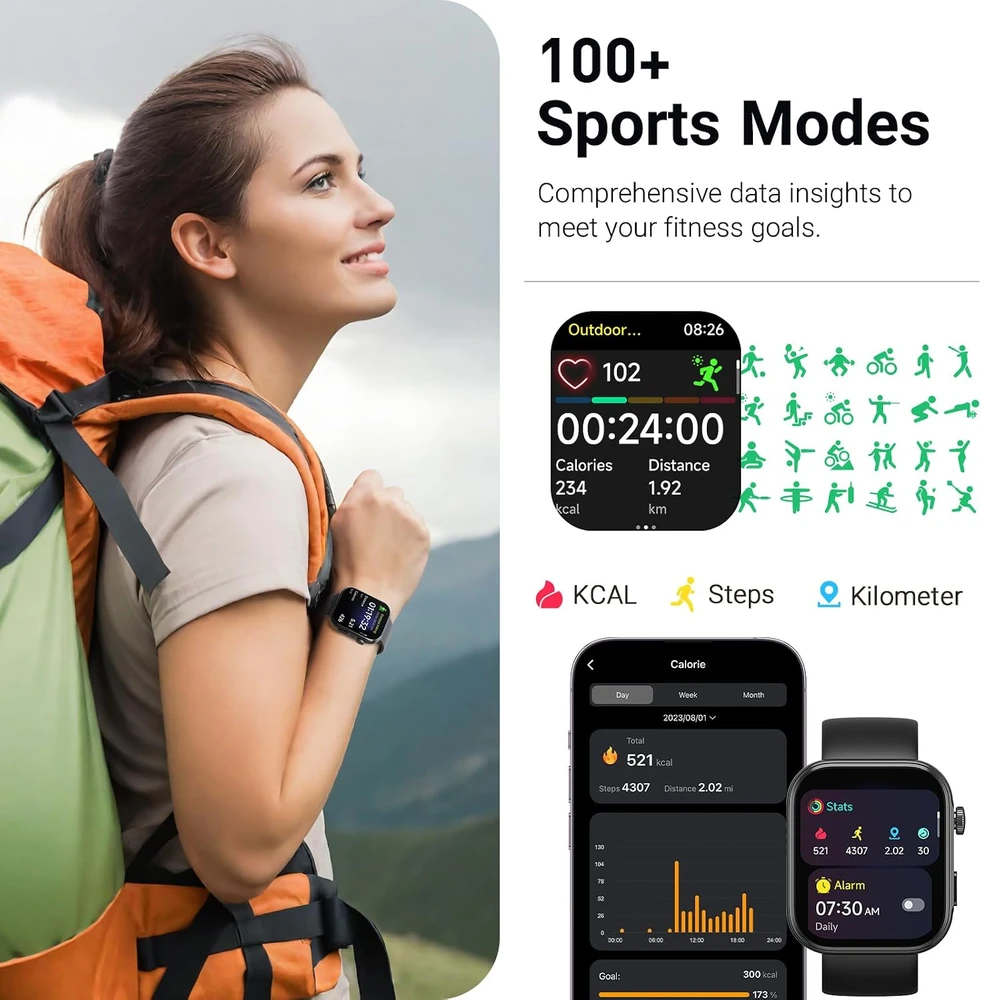 TOZO S6 išmanusis laikrodis su 1,85 col. AMOLED ekranu, Bluetooth skambučiais ir IP68