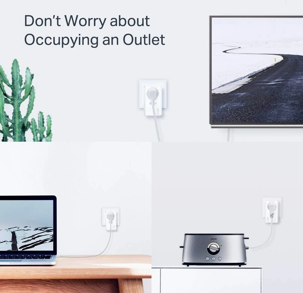 TP-Link Powerline AV1000 adapterių rinkinys su lizdu, Gigabit Ethernet, TL-PA7027P KIT