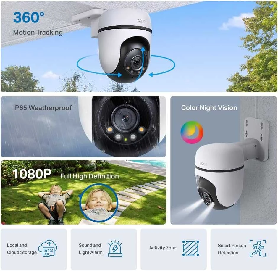 TP-LINK | Pakreipiama/sukama dirbtinio intelekto namų apsaugos „Wi-Fi“ kamera | Tapo C500 | Kupolinė | 2 MP | H.264 | „Micro SD“ kortelė, iki 512 GB