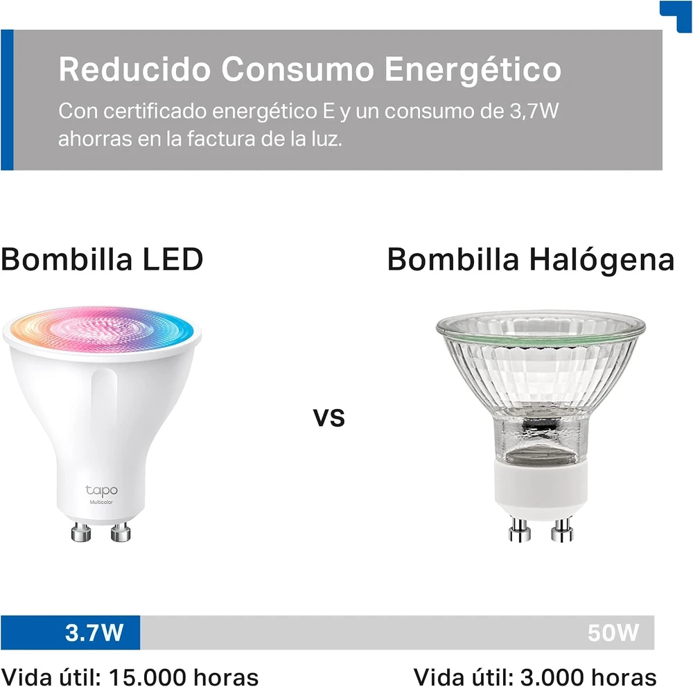 TP-Link Tapo išmaniosios LED lemputės GU10 RGB, 2 vnt., 350 lm, 3,5 W, Tapo L630