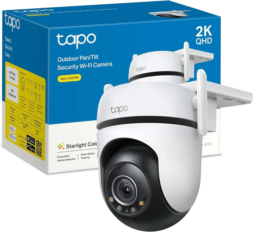 TP-LINK | Pan/Tilt Security Wi-Fi kamera | Tapo C520WS | Kupolas | 4 MP | 3,18 mm/F1,6 | IP66 | H.264 | „MicroSD“, iki 512 GB