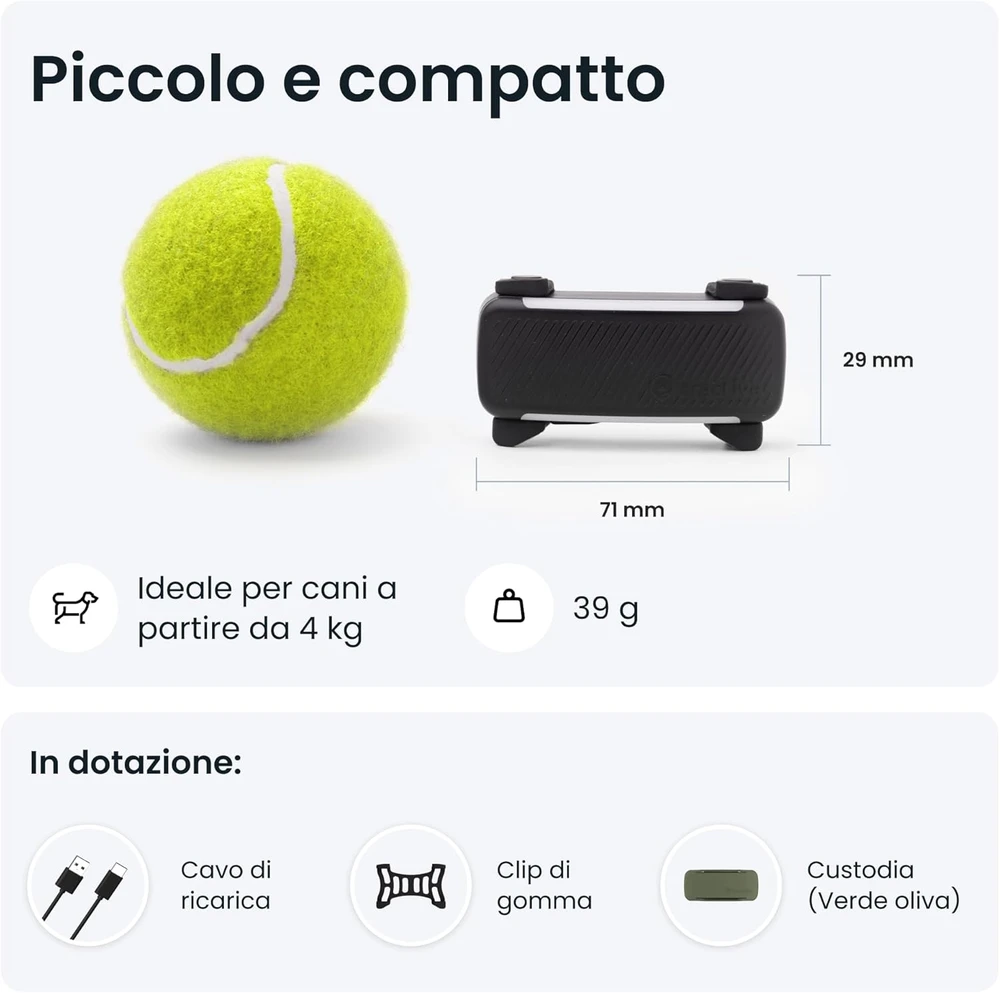 Tractive GPS antkaklis šunims su sveikatos stebėjimu, IP68, iki 14 d. veikimo